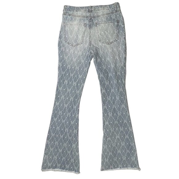 NOBO Jeans Juniors Size 5 Blue Light Wash Flare Butterfly Distress Holes‎ NEW - Picture 13 of 13